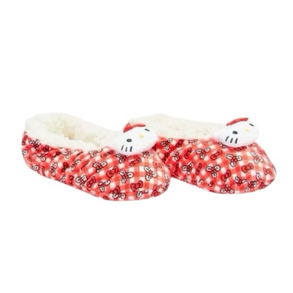 Hello Kitty Holiday Fuzzy Babba Red White Slipper Socks Cozy Christmas S/M